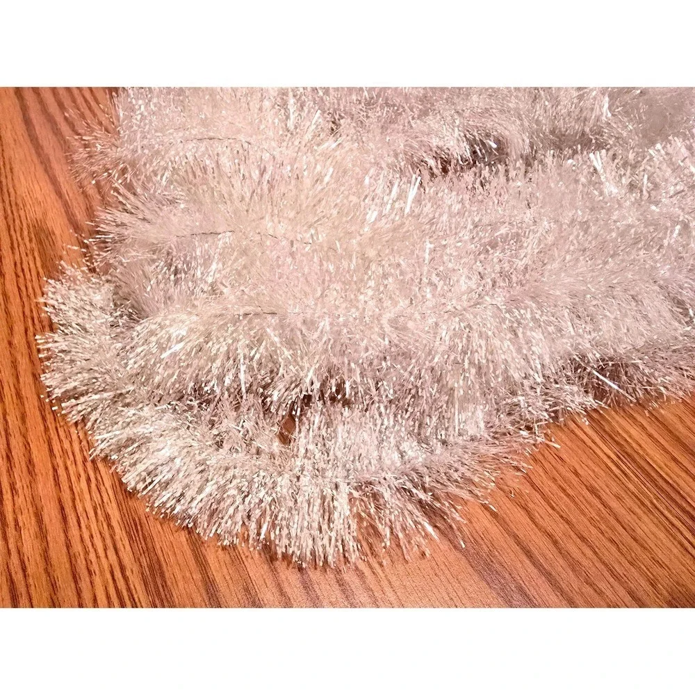 Sparkling White Tinsel Garland Christmas Holiday Party Decor, Great Condition‎